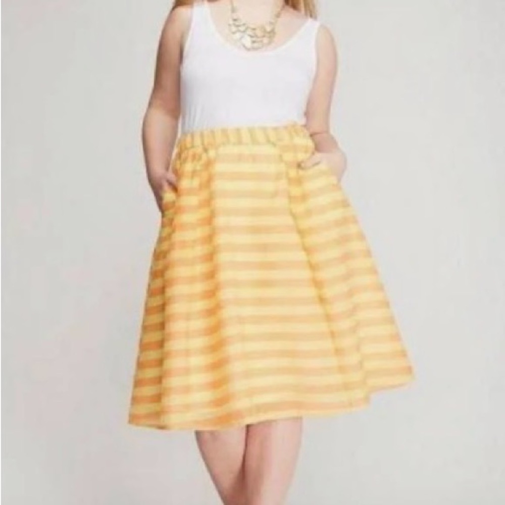 Lane Bryant 22/24 Yellow Striped A-Line Plus Skirt Summer Party Office lined